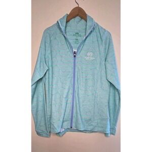 Peter Millar Womens Large Zip Top E4 Wicking UPF 50+ Sun Protection Teal Paisley